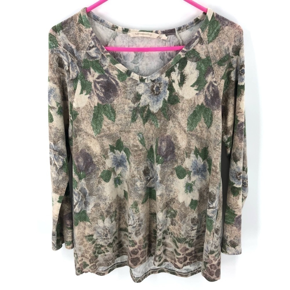 Soft Surroundings Top Womens Medium Symphonia Moonrock Soft Stretch Floral - Picture 2 of 9